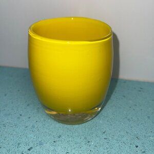 Glassybaby Candle Holder Glass Yellow Handmade Pre Triskelion Decor Collectible